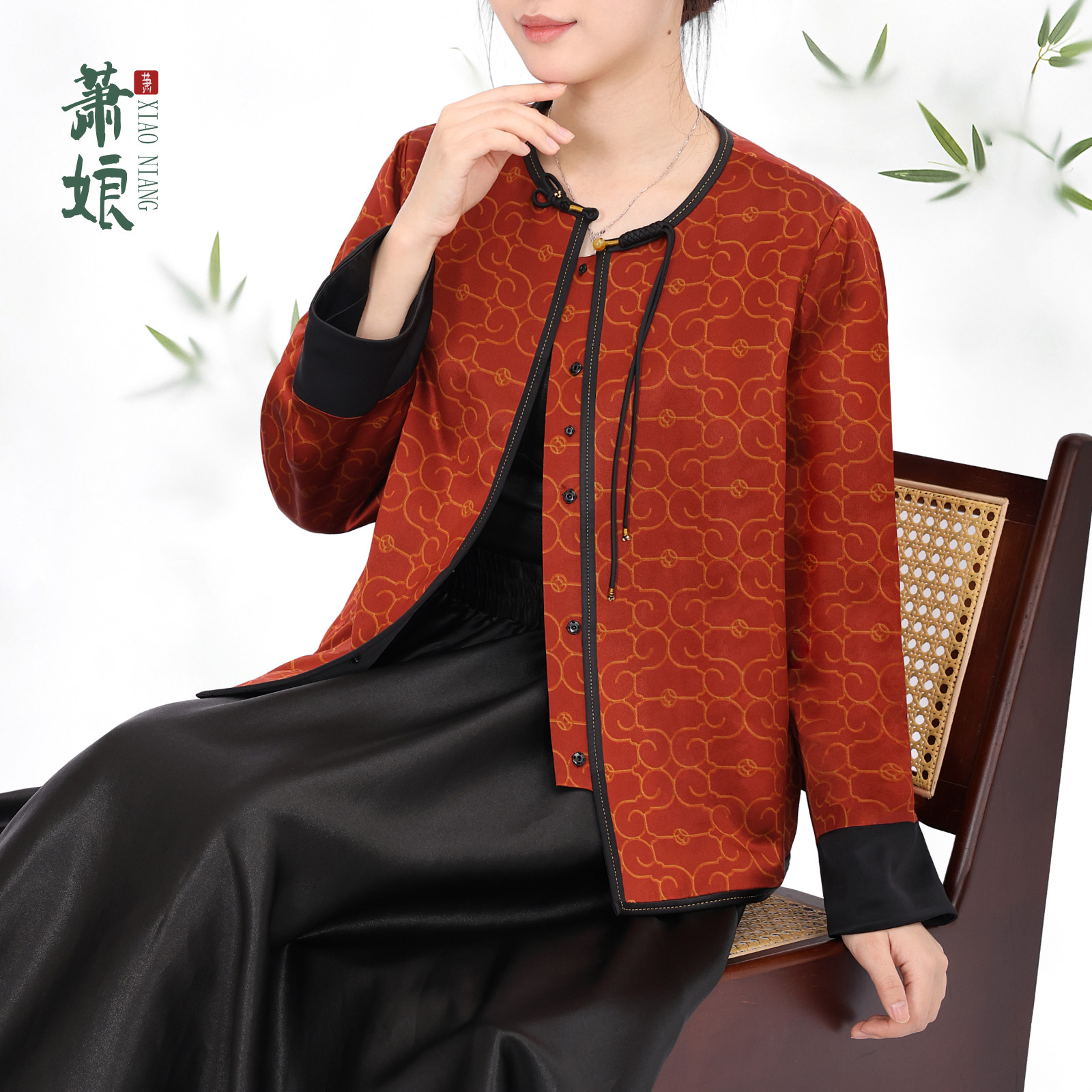 萧娘【可颜】桑蚕丝上衣新中式桑蚕丝中国风女外套1929