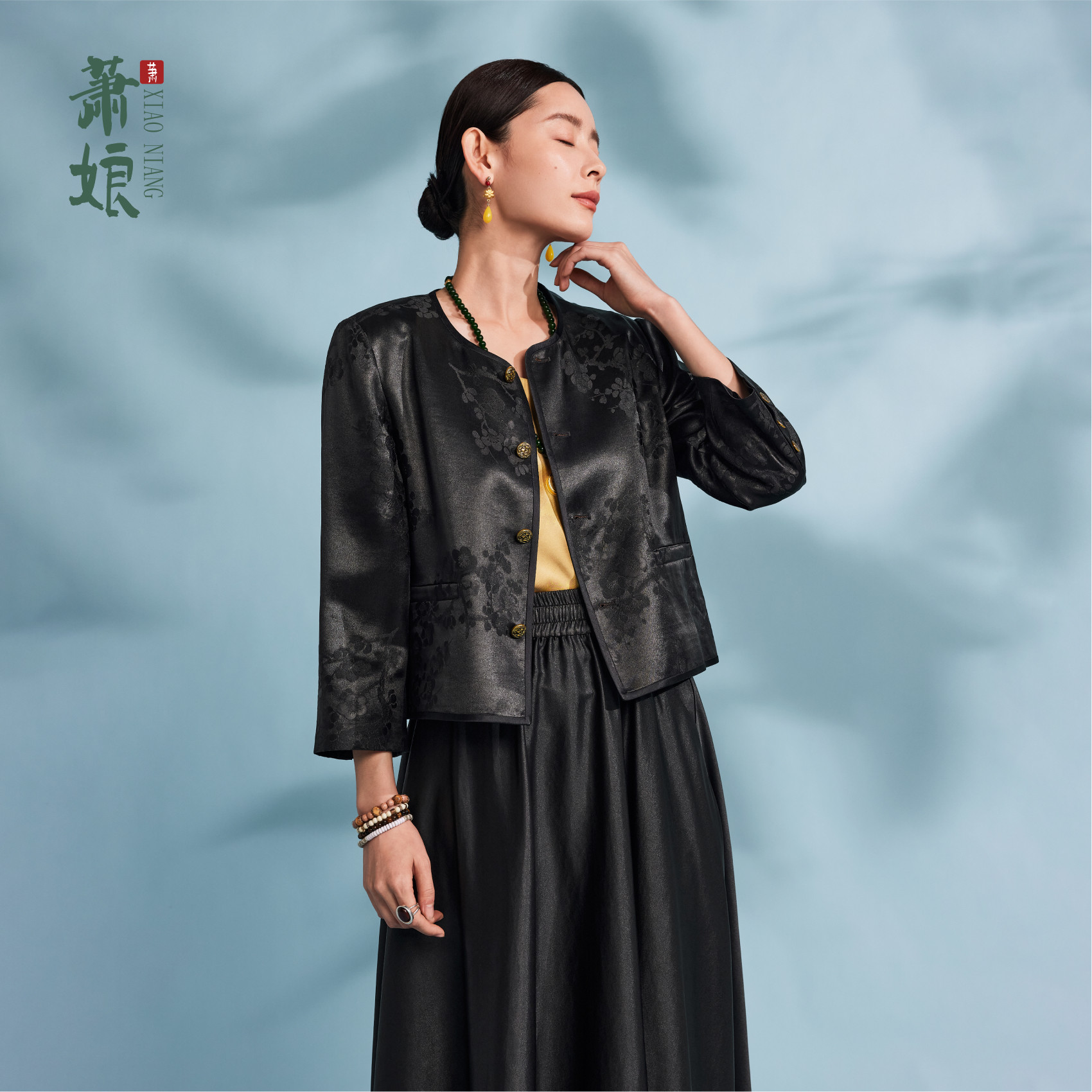 萧娘【知我意】重缎香云纱小香风外套中式桑蚕丝国风上衣XNA2200