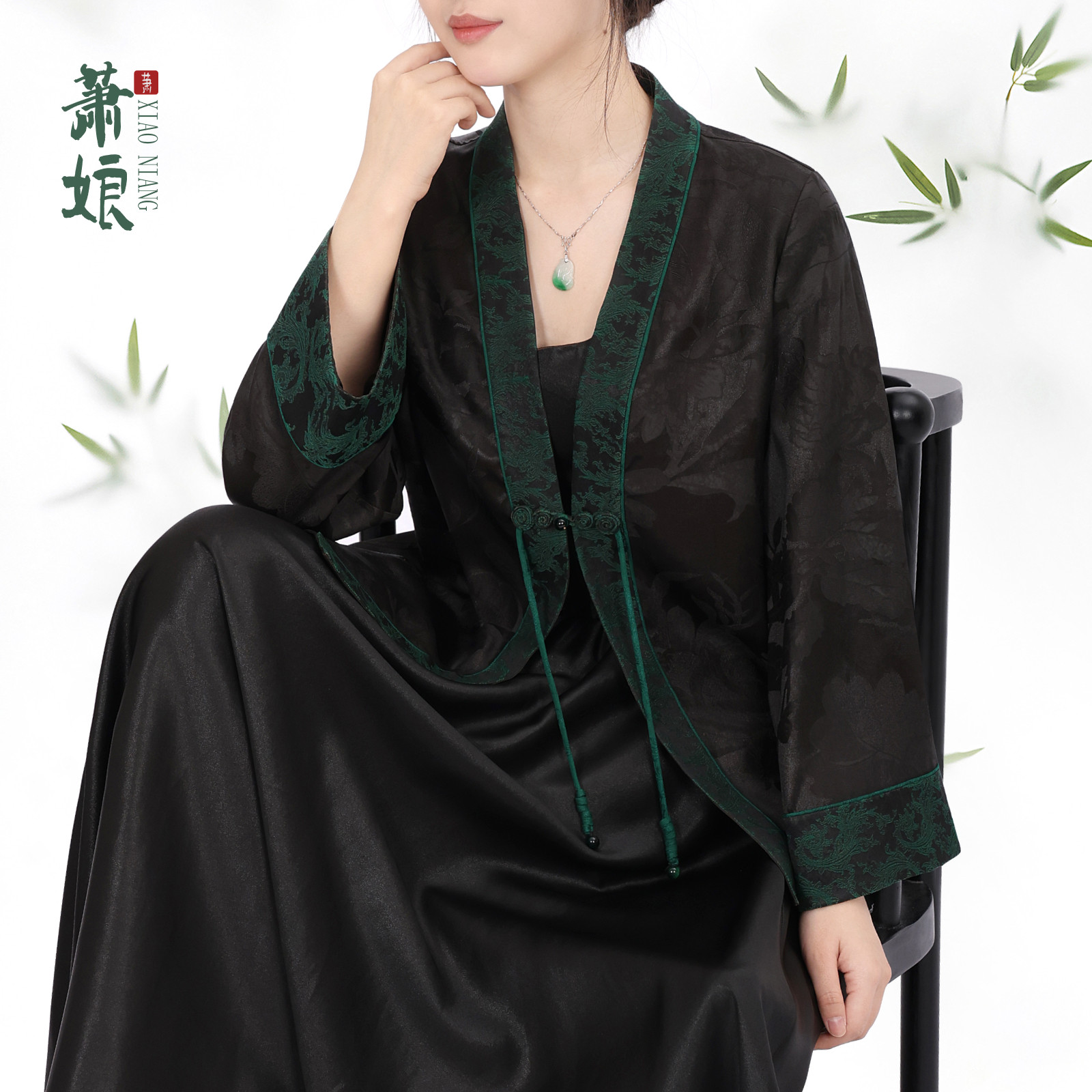 萧娘【玉樱】香云纱新中式桑蚕丝长袖外套1587春夏