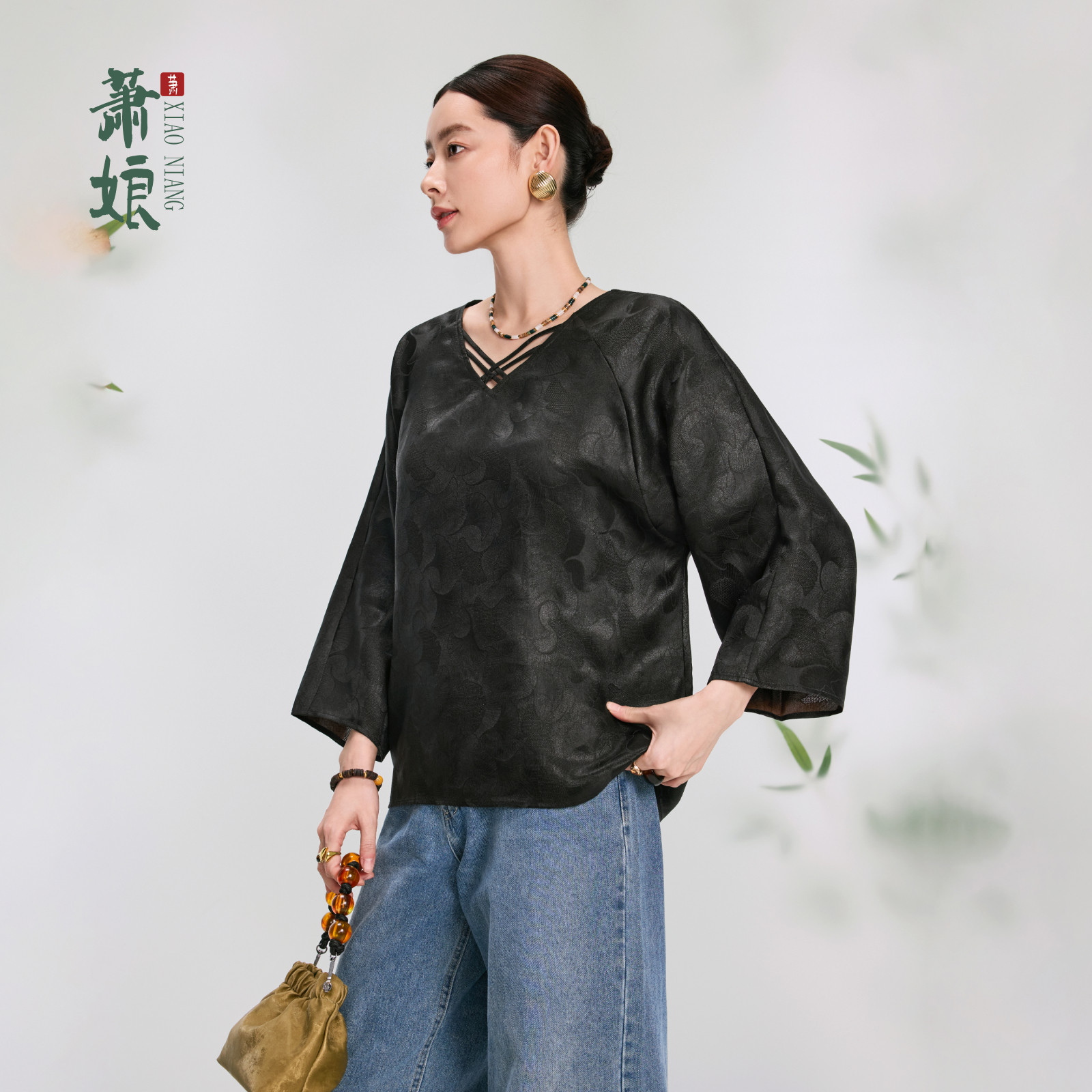 萧娘【风致】桑波缎透孔花罗香云纱新中式复古国风桑蚕丝1516春夏