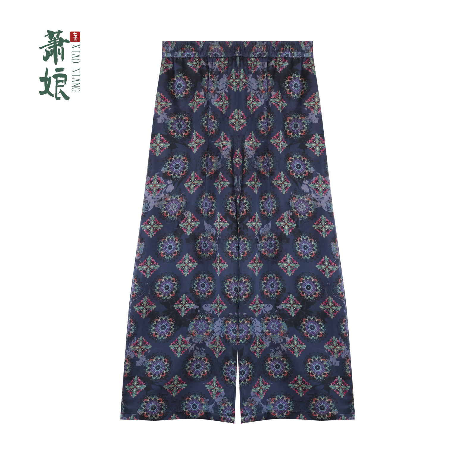 提花红云纱直筒裤奶奶裤