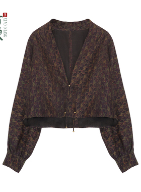 萧娘【暮檀】纱罗香云纱桑蚕丝新中式长袖百搭国风短外套2509