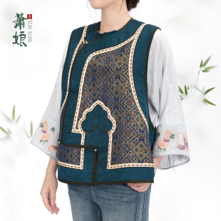 款 萧娘 四季 桑蚕丝马夹新中式 百搭中国风马甲2810 海棠春