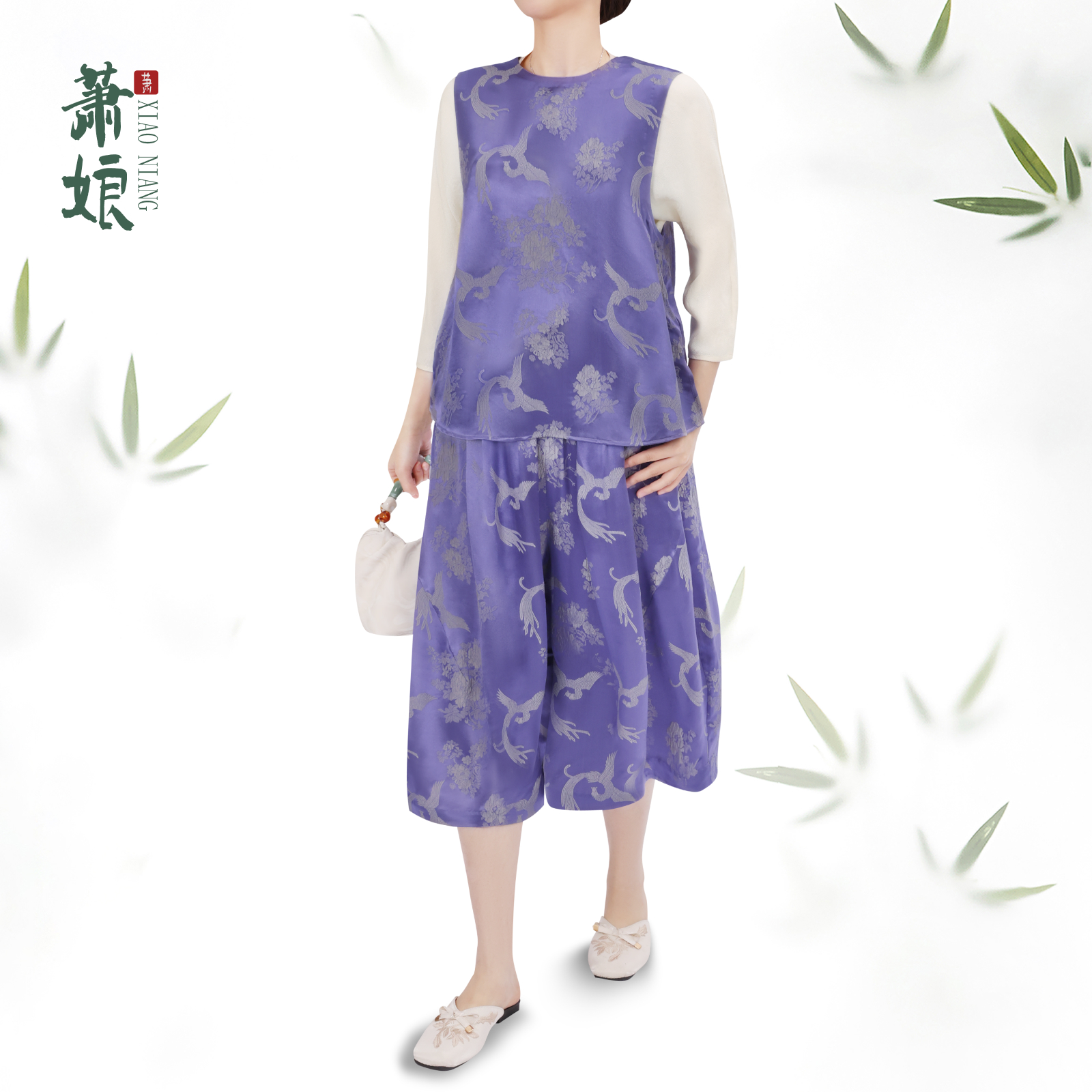 萧娘【风清影】冠乐绉国风无袖背心上衣新中式夏季圆领女上衣2884