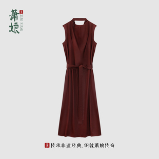 连衣裙国风宽松连衣裙夏5558 红云纱新中式 萧娘 棠梨