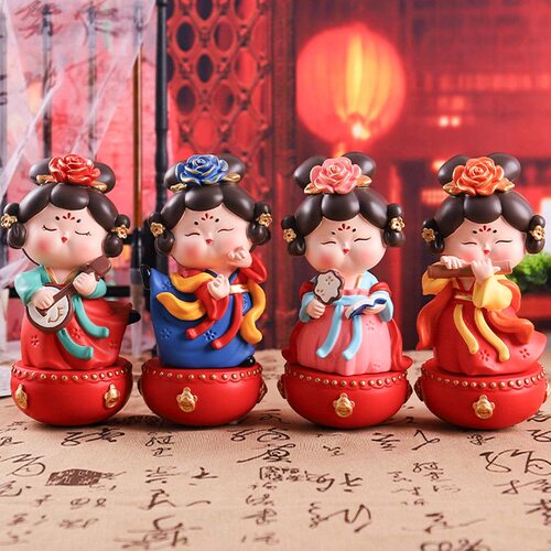 西安不倒翁文创唐宫赋唐侍女不倒翁摆件古风文化创意大唐不夜城