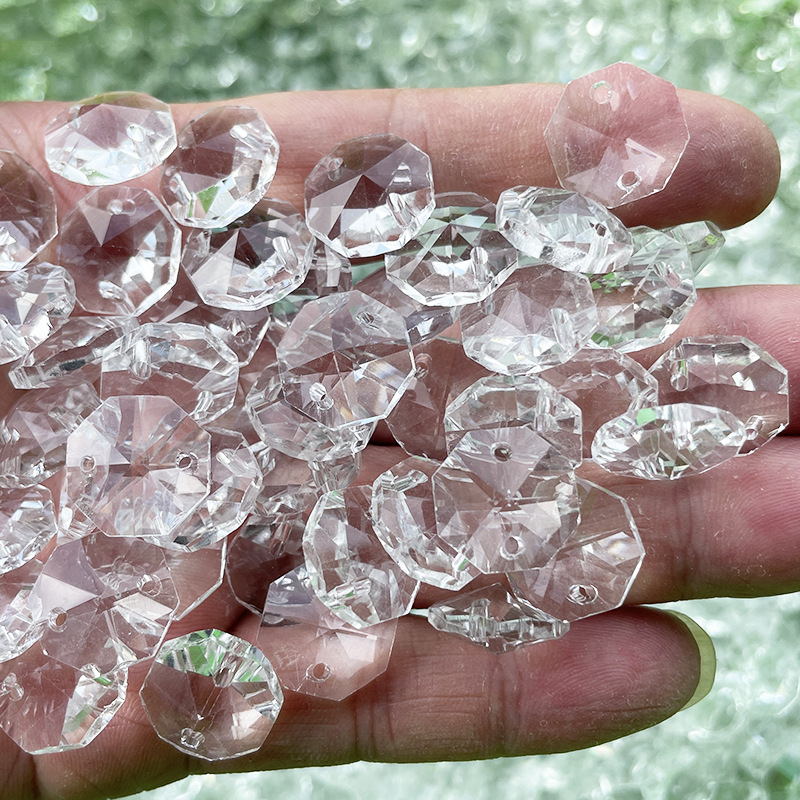 热销透明K9水晶八角珠水晶灯饰配件珠子工程装饰玄关隔断珠帘散珠