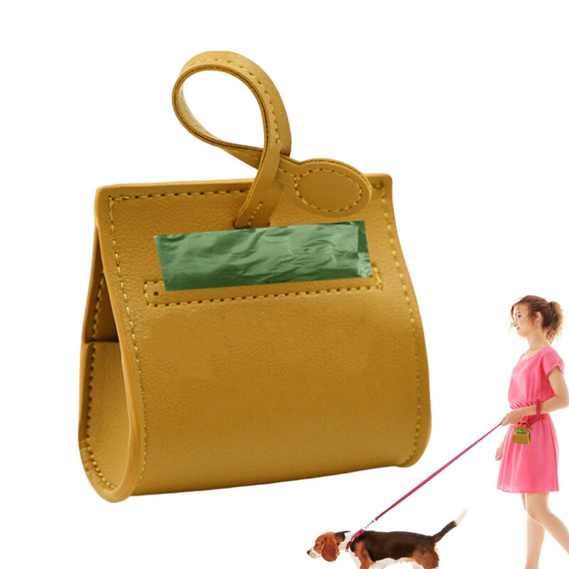 现货方形挂式皮革狗狗垃圾袋分配器宠物粪便袋卷包户外宠物拾便袋