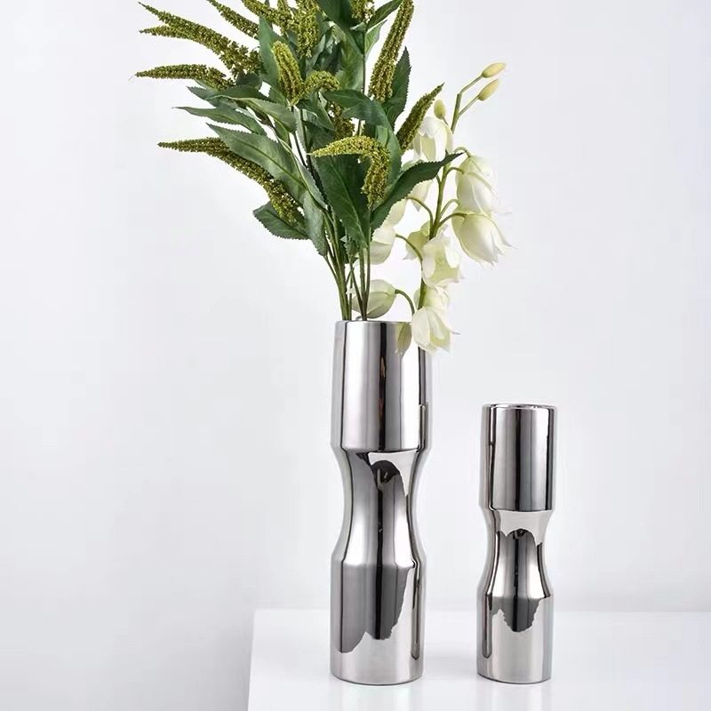 现代简约家居饰品北欧电镀银色陶瓷餐桌花瓶软装饰艺术摆件白瓷,模玩/动漫/周边/娃圈三坑/桌游,文化/体育周边,淘宝优惠券,粉丝福利购,淘宝优惠卷