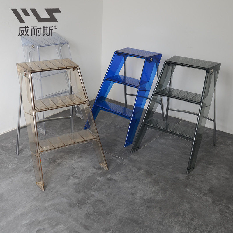 轻奢网红家用楼梯凳PC多功能透明折叠梯置物摆设梯花架人字梯,模玩/动漫/周边/娃圈三坑/桌游,文化/体育周边,淘宝优惠券,粉丝福利购,淘宝优惠卷