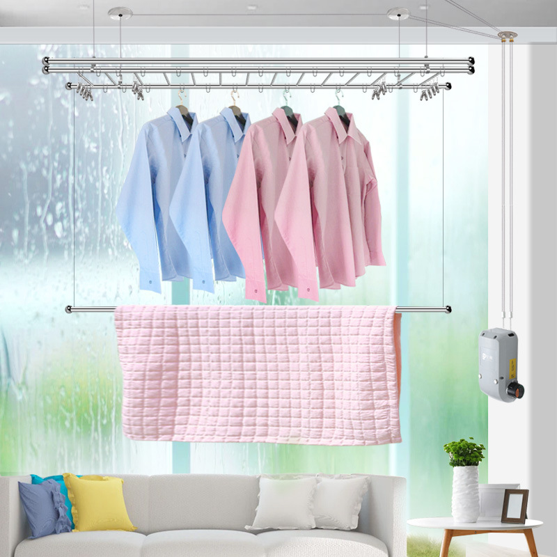 电动晾衣架不锈钢自动升降晒衣杆家用阳台晾衣架