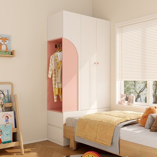 精选儿童衣柜家用卧室宝宝大衣橱小户型床尾储物柜女孩衣帽间定制