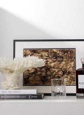 轻奢样板间床头柜彷真珊瑚书柜书架装饰品客厅装饰画 画香薰组合