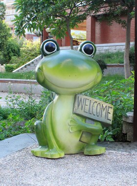 卡通青蛙摆件户外欢迎雕塑花园装饰庭院仿真动物幼儿园林创意布置