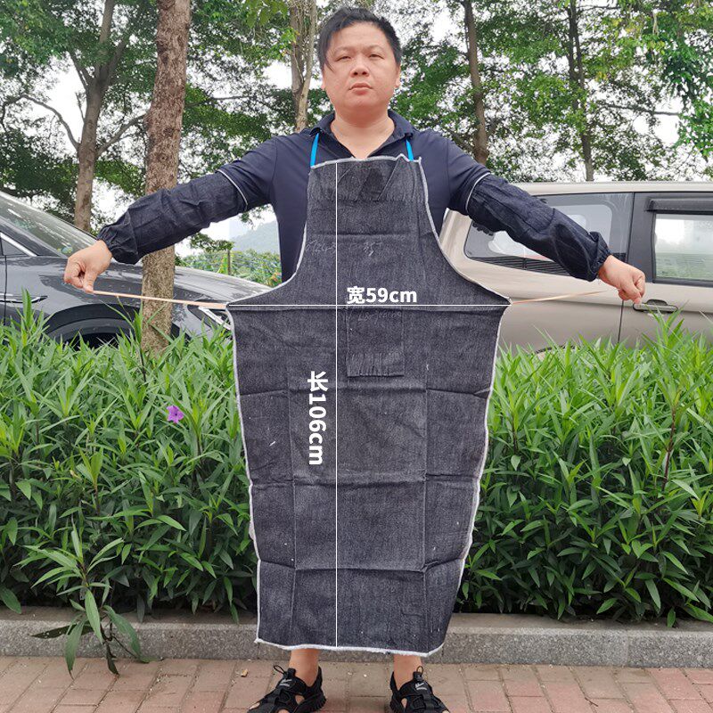劳保牛仔布围裙袖套加厚耐磨防污工业男女大褂工厂电焊围腰防护用