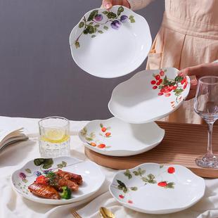 露西果园骨瓷菜盘家用日式盘子可爱深盘汤盘陶瓷8寸餐盘新年餐具
