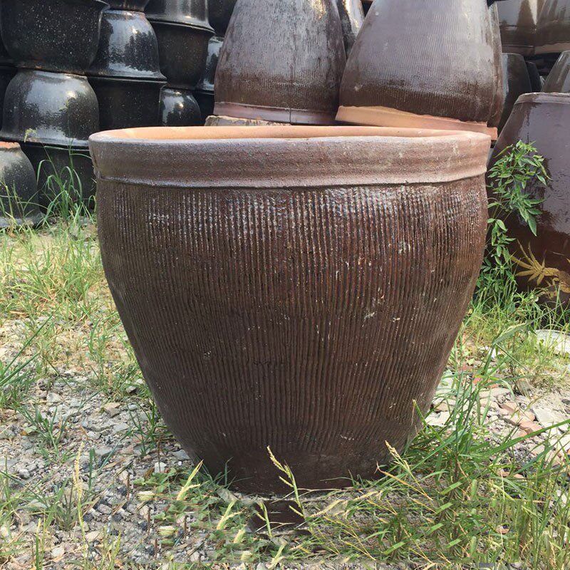 百灵陶艺  250斤陶瓷条纹水缸 瓦缸 粗陶 大水缸