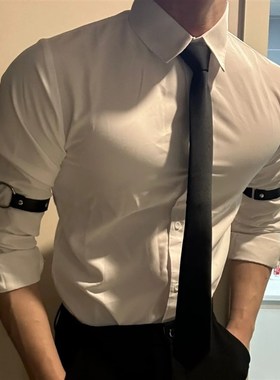 男生皮革臂环体育生1Sr0M弹性可调节圆形臂带绑带绷带型男衬衫袖