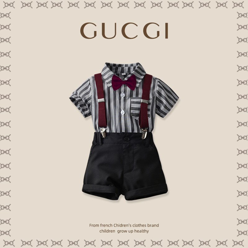 周岁礼服男宝宝夏生日抓周男孩z背带裤套装儿童西服一周岁西装夏