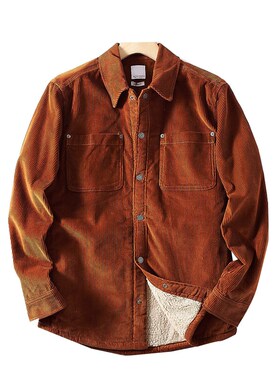 摩洛哥产!线下4k99!复古灯芯绒加厚羊羔绒24新款秋冬男衬衫外套