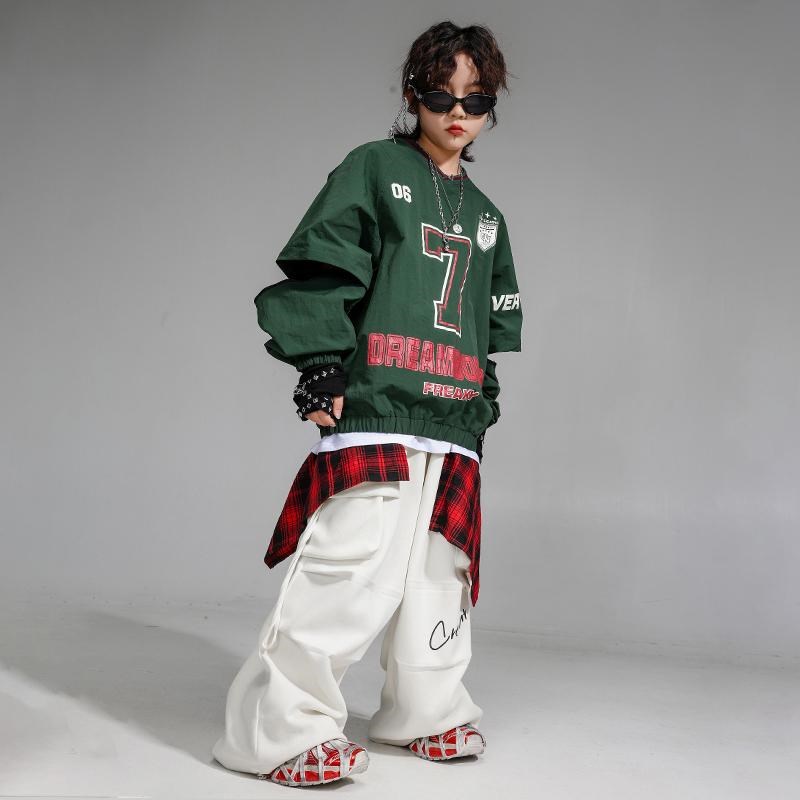 儿童嘻哈街舞潮服男女童帅气卫衣工装裤hiphop炸街架X子鼓表演服