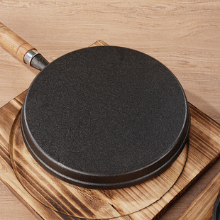 木柄平底b条纹烤肉煎锅商用烧烤盘牛排铁板烧盘家用单柄不粘烤盘