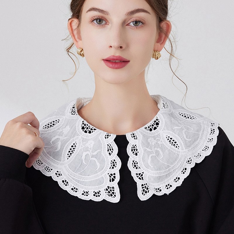 休闲假领子百搭女假领秋冬可爱花边大翻领衬衫Q假衣领半截式衬衣
