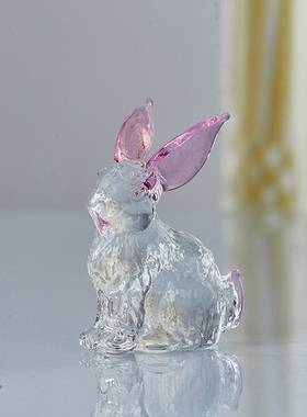 水晶兔子天鹅摆件可m爱卡通桌面动物装饰品送女孩女生新年生日礼