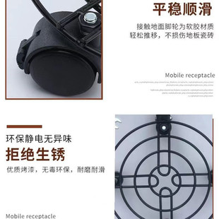 家用圆形花盆接水托盘带轮铁花架超强承重万向轮移T动滑轮底座底