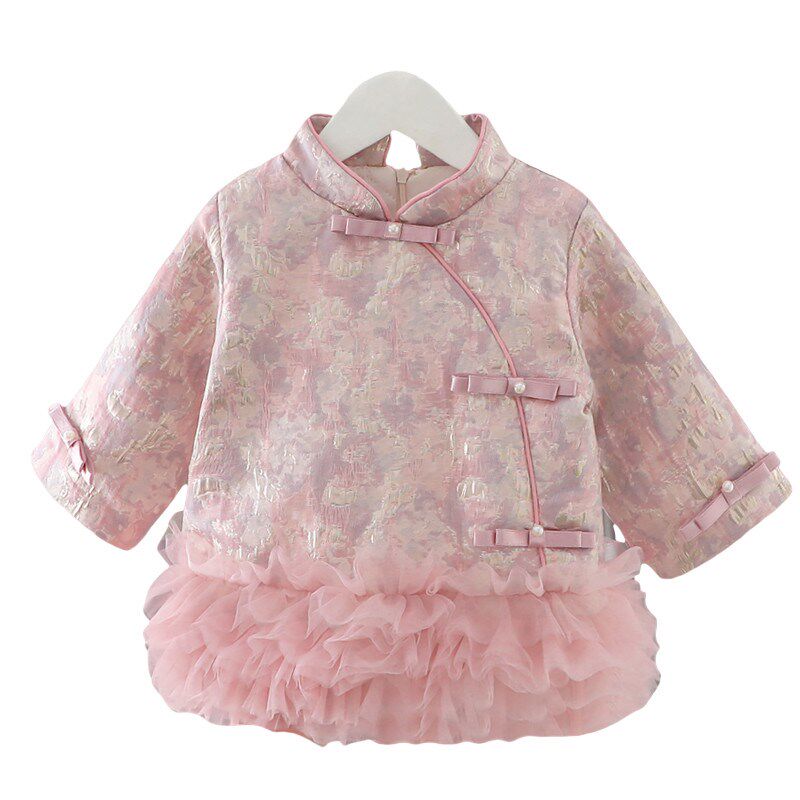 女童连衣裙秋冬新款宝宝周岁礼y服婴儿国风旗袍裙儿童加绒公主裙