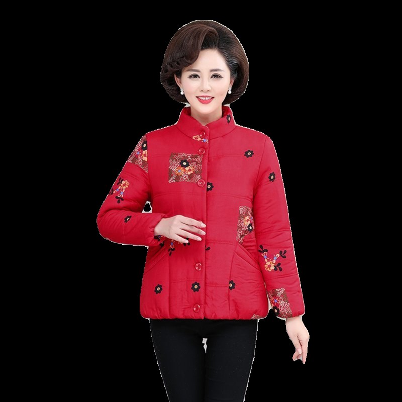 中老年冬季加绒加厚棉衣s袄立领便衣棉服套装大码宽松妈妈保暖外