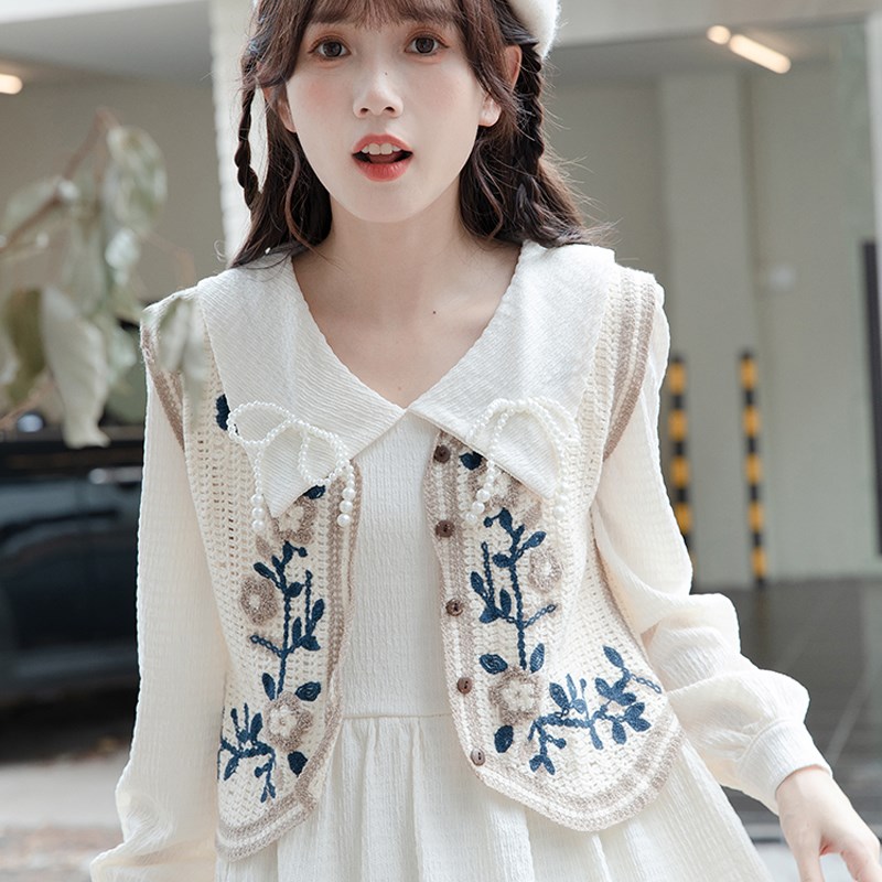 毛巾绣针织c马甲小背心女2024春夏叠穿外搭毛衣上衣搭配衬衫马夹