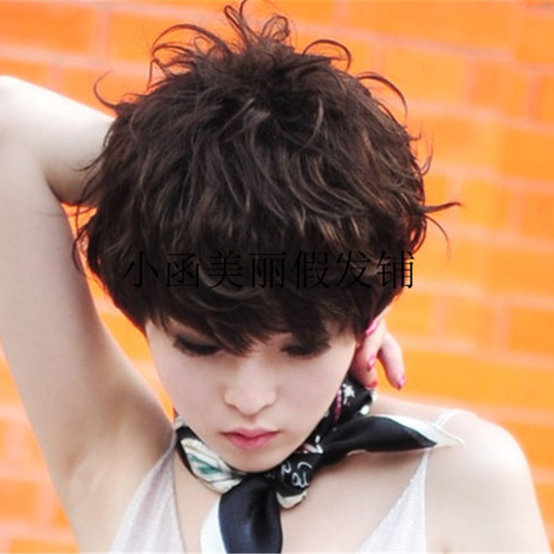 新款 短卷时髦假发 女q士假发 妈妈头假发满头卷假发洋气短发假发