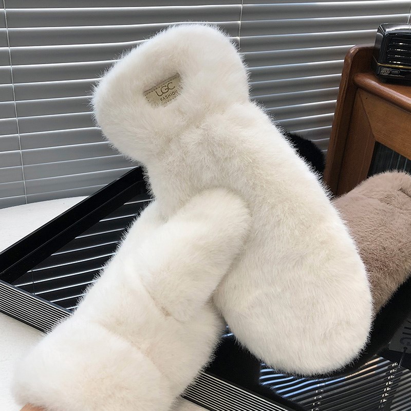 可爱仿兔毛手f套女冬季加绒加厚保暖骑行电动车防风防寒连指手闷