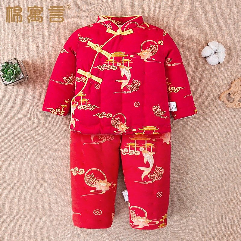 宝宝棉袄棉花纯手工分体套装秋冬季加厚棉衣儿童棉裤保Z暖衣两件