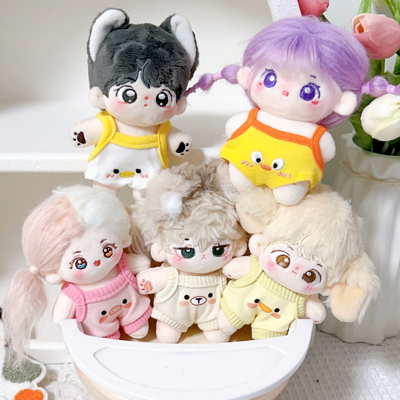 可爱10cm20cm娃衣吊带w夏季爬爬衣棉花娃娃小猪小鸡超萌娃衣换装