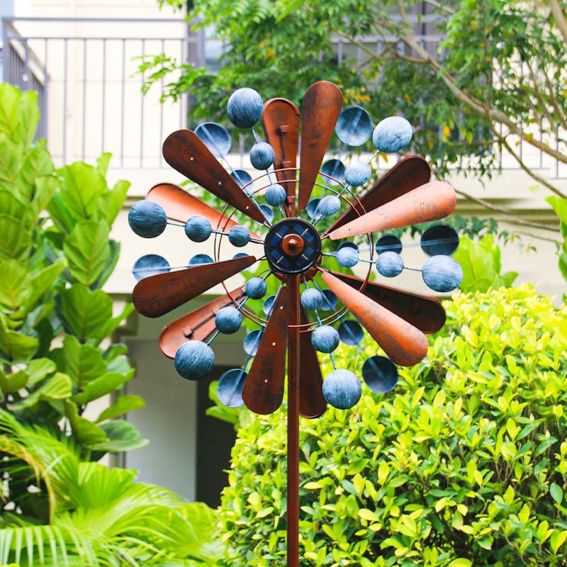 花园庭院别墅风车装饰铁艺户外旋转插件幼儿园北欧风农庄造景摆件