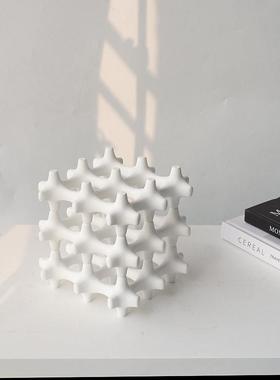 艺术品简约电镀镂空抽象几何正方体家居客厅电视酒柜书柜装饰摆件