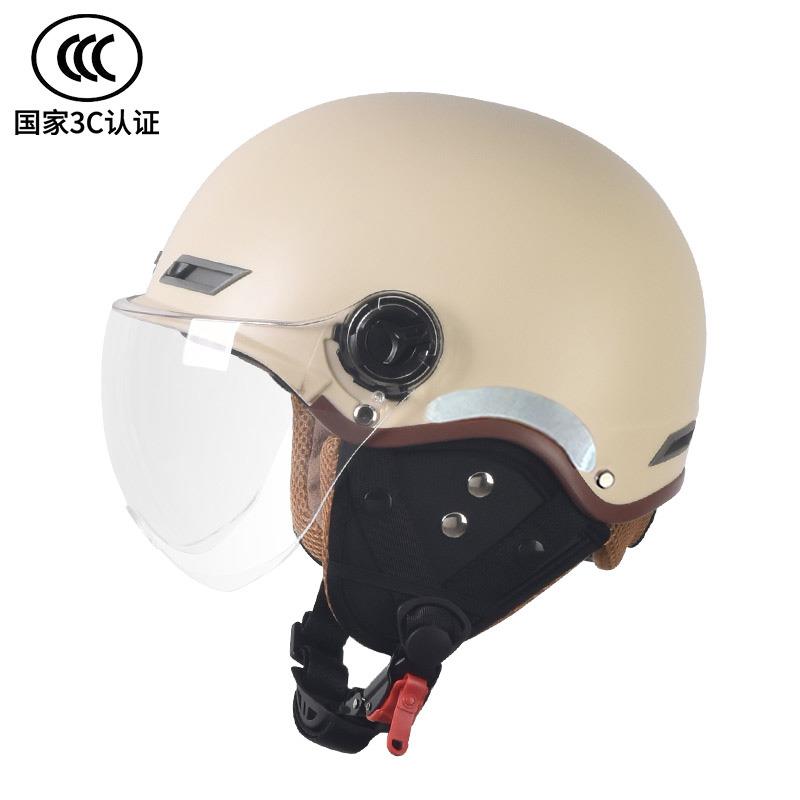 新3C双镜片A类新国标四季电动摩托车头盔灰男女可拆卸围脖护耳冬