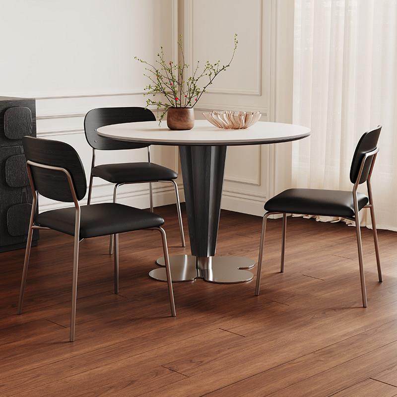 实木岩板餐桌圆形全托 托小户型洽谈桌椅组合中古风白色岩板餐桌,住宅家具,岩板餐桌,淘宝优惠券,粉丝福利购,淘宝优惠卷