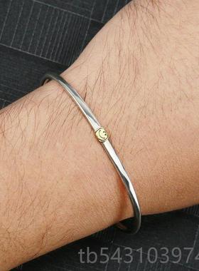 正品牛钝精工 amp apan典经笑脸手镯J纯银925女情侣手环男手链细