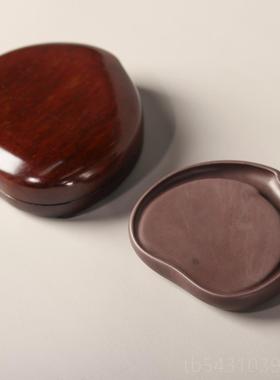 正品合三高档菠萝木盒肇庆端砚宋坑格带盖天舍然原石灵桃砚文人砚