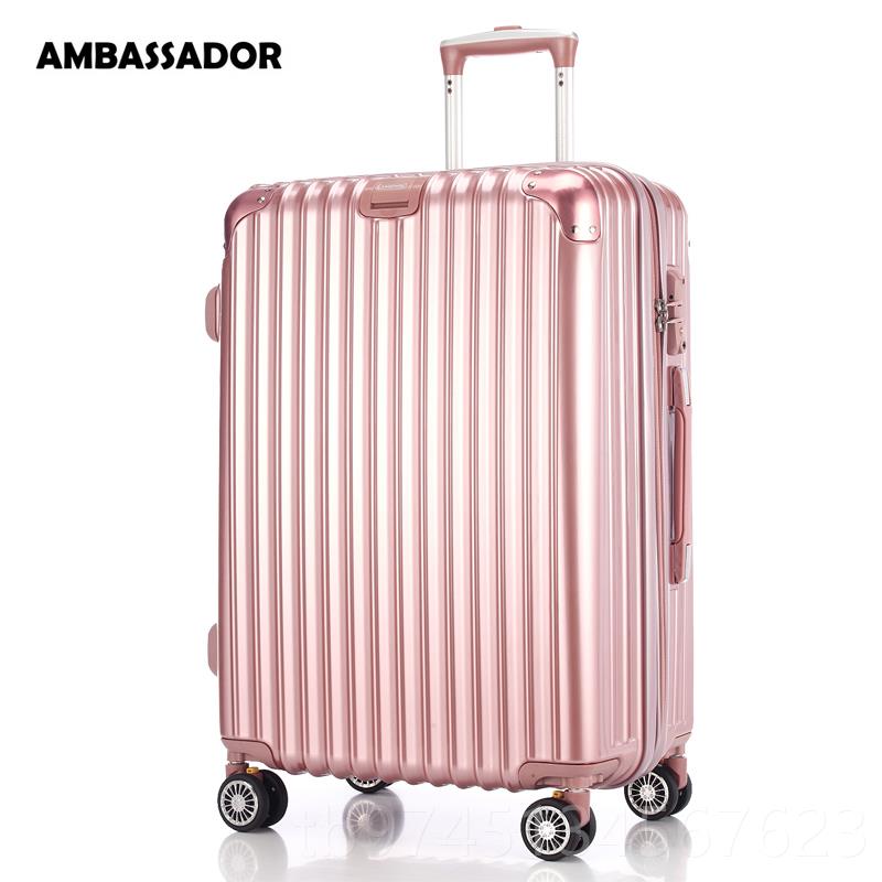 高档AMBASS镜DOR大使拉杆箱万向A轮PC面行李箱20寸登机女箱22寸旅