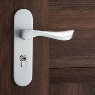 银色门锁室内卧室木门锁卫z生间通用型静音锁具家用分体房门 美式