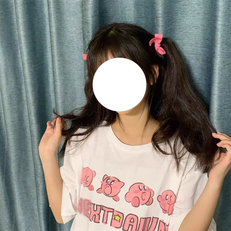 KT猫印花甜美日系卡通纯棉短袖t恤女潮感宽松夏季学生粉色上衣