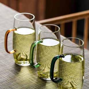 带把玻璃杯绿茶杯办公室水杯耐热家用茶杯专用龙井猴魁高级泡茶杯