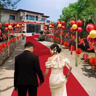 农村路引风车结婚布置路边气球装饰场景引路户外室外婚礼路上迎宾
