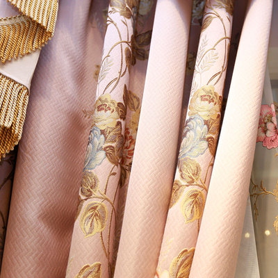 欧式窗帘客厅奢华大气豪华公主粉色卧室可爱紫色遮光成品帘头