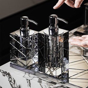 高端刻线洗手液瓶酒店样板房会所水晶玻璃乳液瓶水乳分装瓶轻奢感