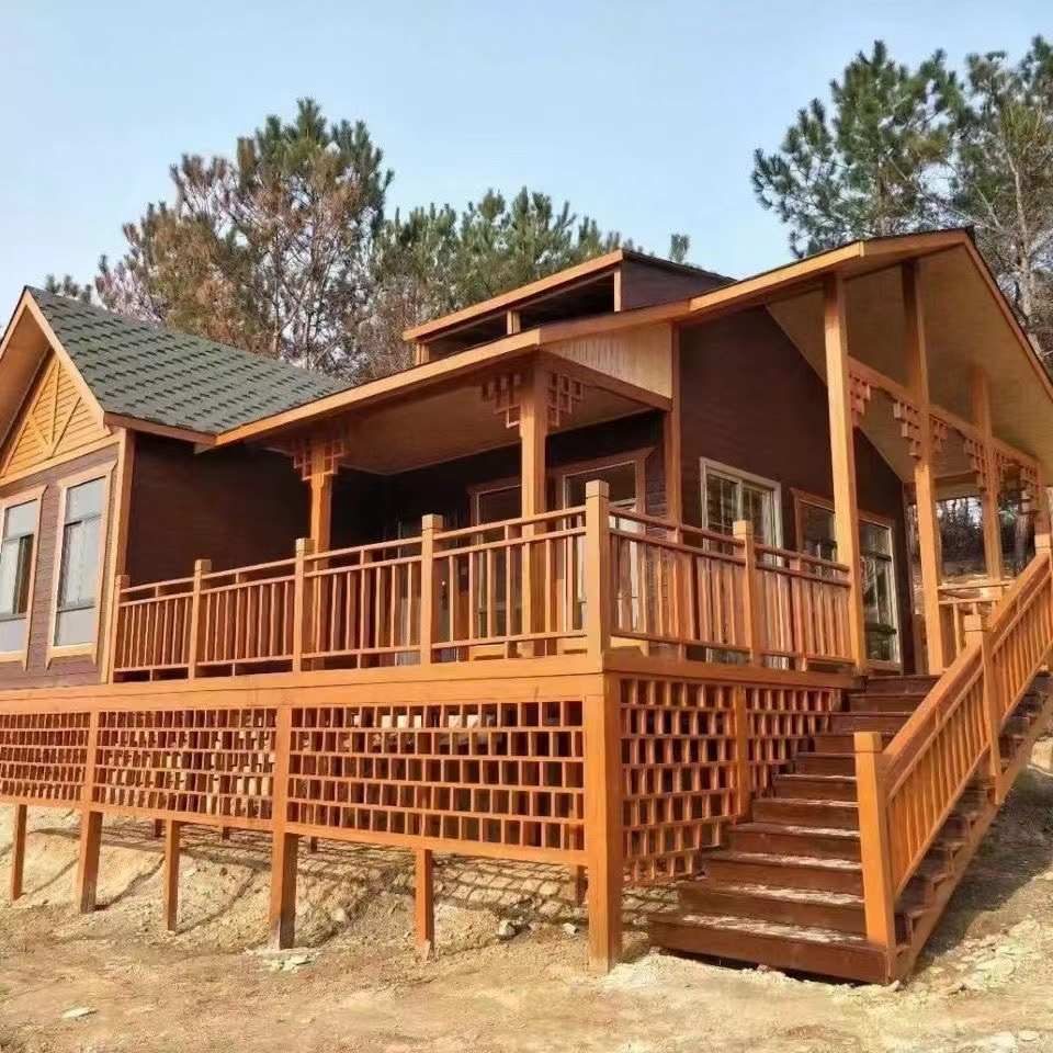 定制防腐木屋仿古中式别墅民宿实木户外农家乐组装移动简易小房子